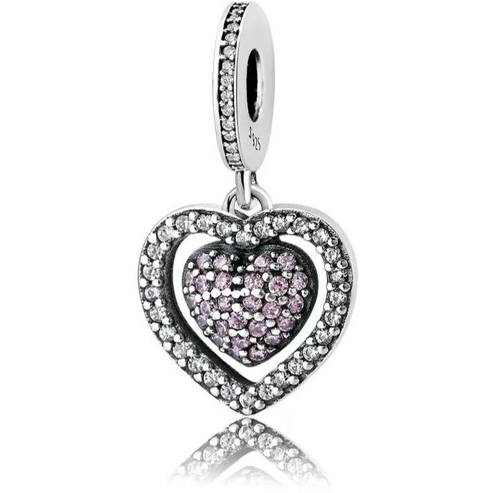 Pink CZ Heart Dangle Charm
