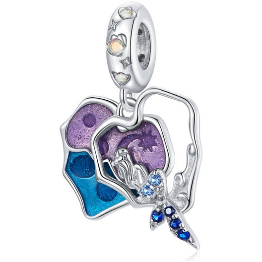 Shell Shaped Heart Mermaid Dangle Charm
