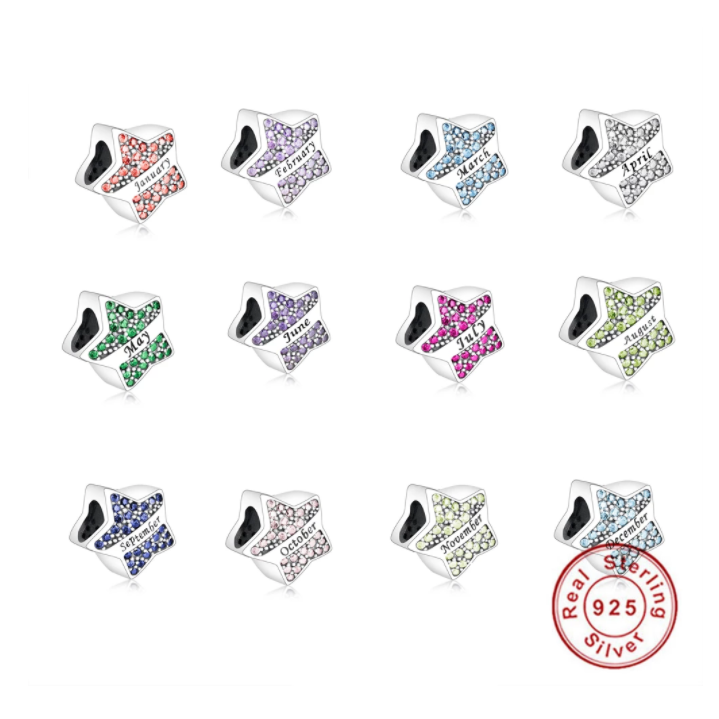 Star Shaped Birthstone Bead Charm