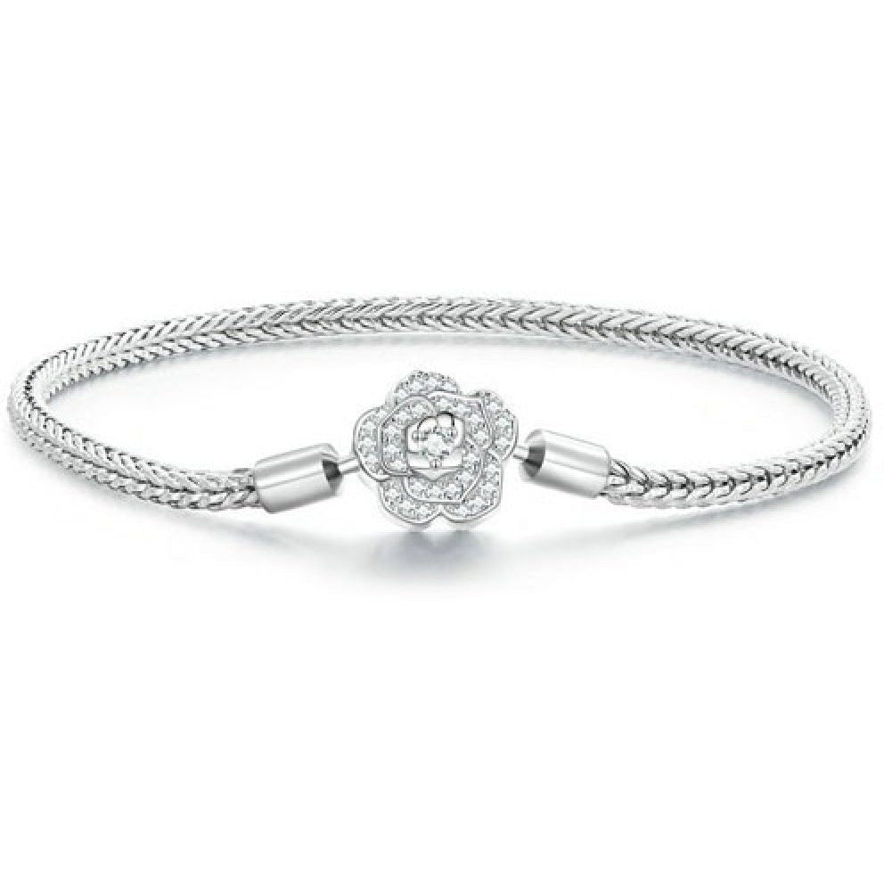 Rose Clasp Vintage Weave Charm Bracelet