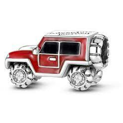 925 Sterling Silver Red Enamel Jeep 