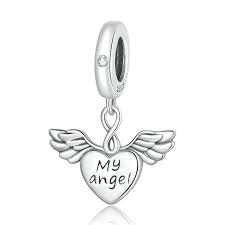 Angel Wing Heart "My Angel" Dangle Charm