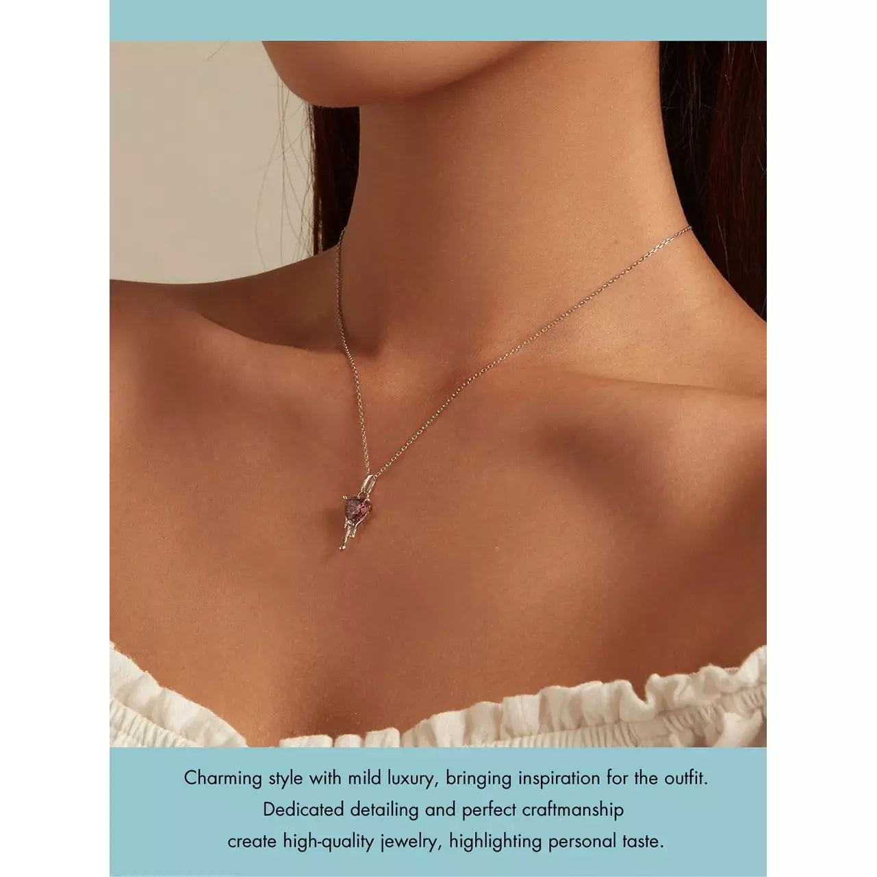Pink CZ Heart Dripping with Love Necklace and earring set