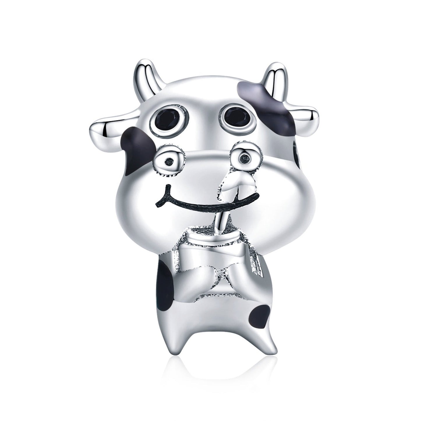 Milkshake Cow Enamel Bead Charm