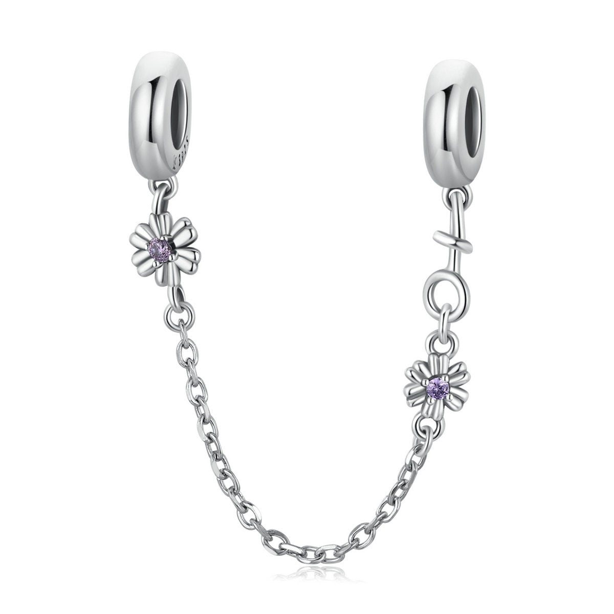 Purple CZ Daisy SILICONE Safety Chain