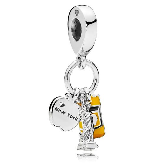 New York, Statue of Liberty and Taxi Yellow Enamel Dangle Charm