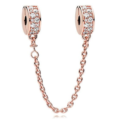 Rose Gold PLATED CZ CLIP ON Safety Chain