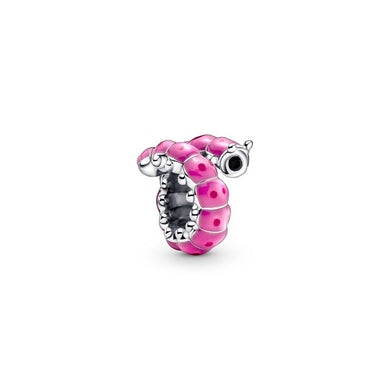 925 Sterling Silver Cute Pink Enamel Caterpillar Bead Charm