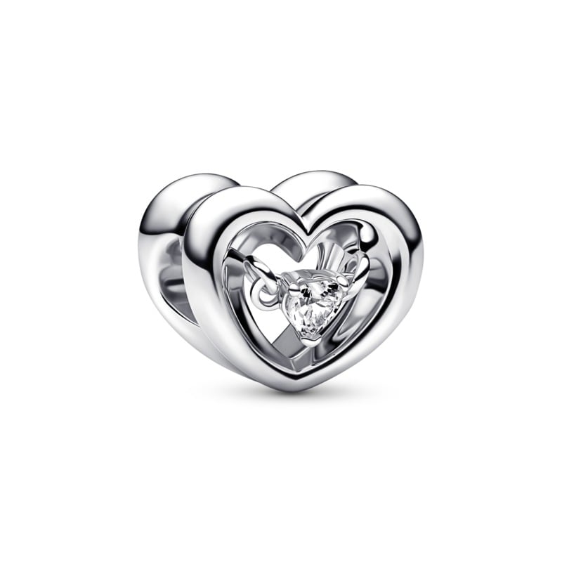 CZ Openwork Heart Bead Charm