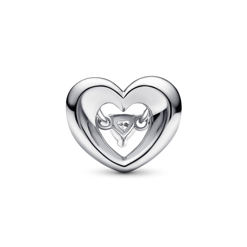 CZ Openwork Heart Bead Charm