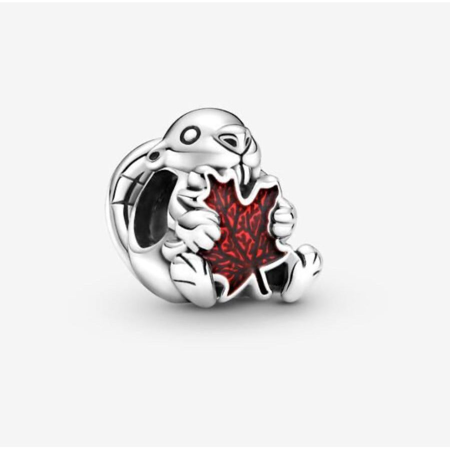 Canadian Beaver & Maple Leaf Charm