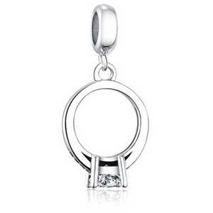 925 Sterling Silver CZ Wedding Ring Dangle Charm