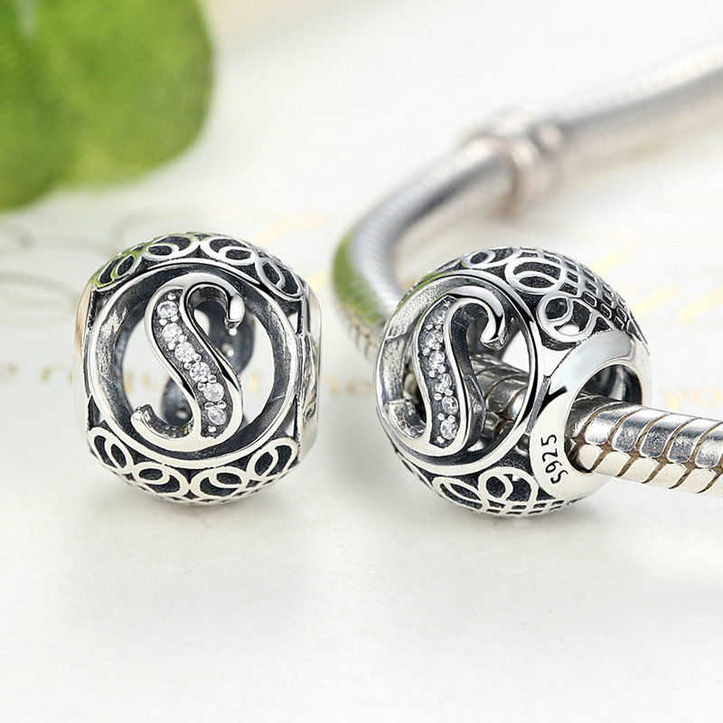 Alphabet Letter A-Z Bling Bead Charm