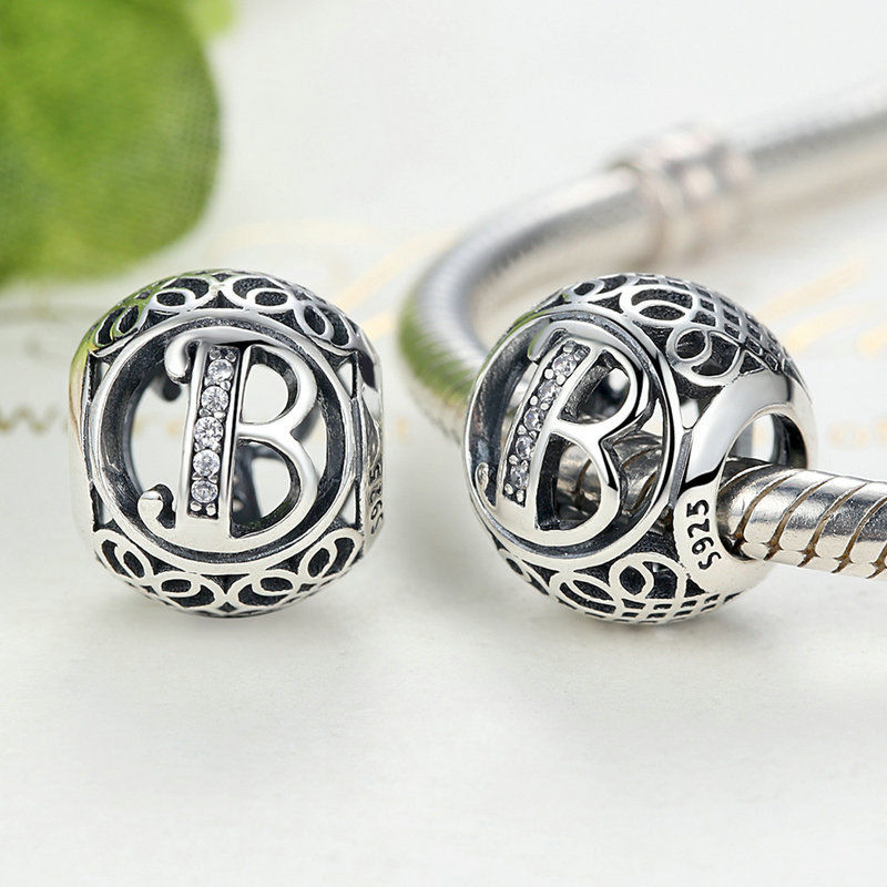 Alphabet Letter A-Z Bling Bead Charm