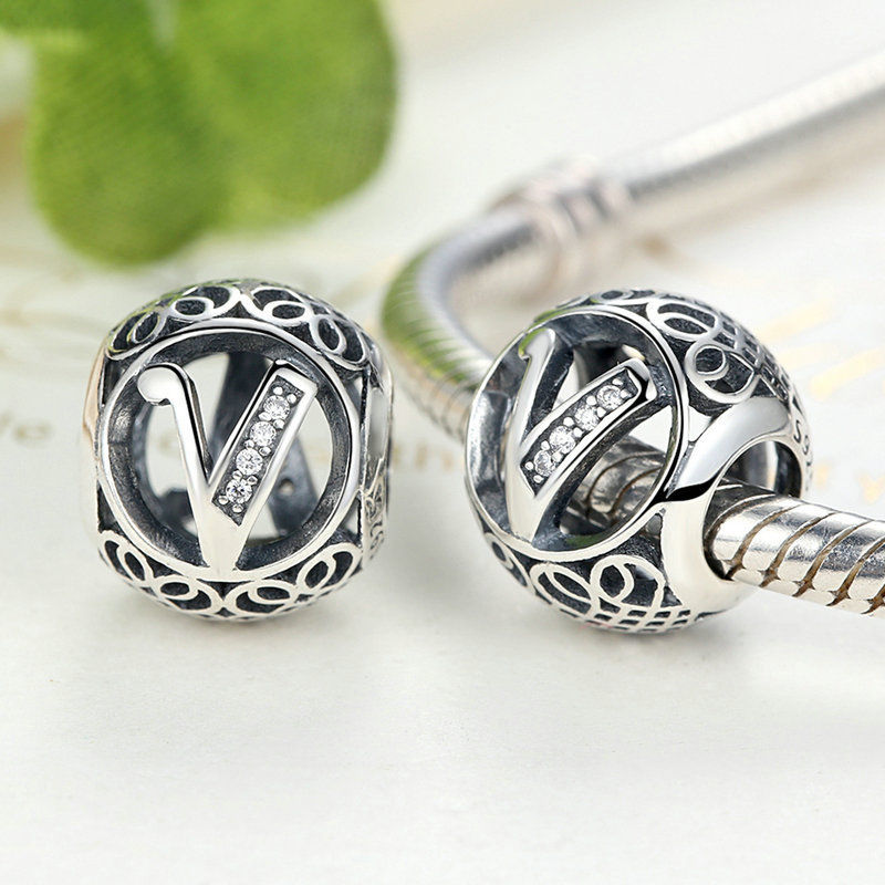 Alphabet Letter A-Z Bling Bead Charm