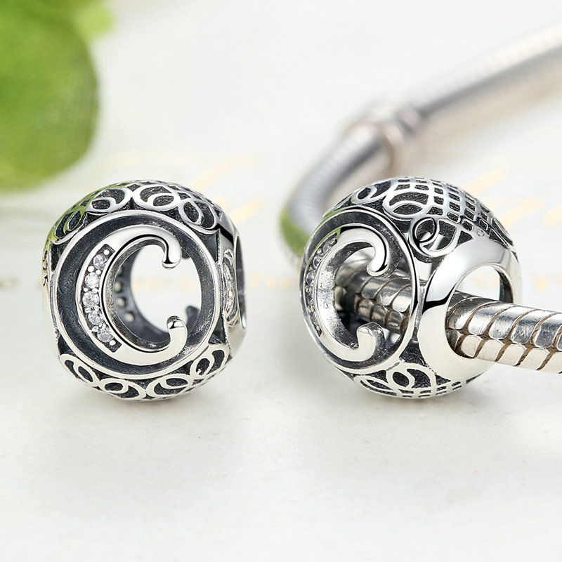 Alphabet Letter A-Z Bling Bead Charm