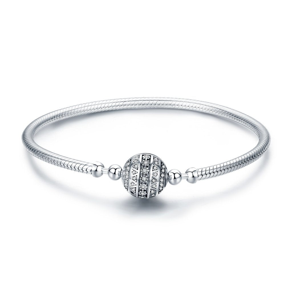 CZ Round Clasp Snake Bracelet