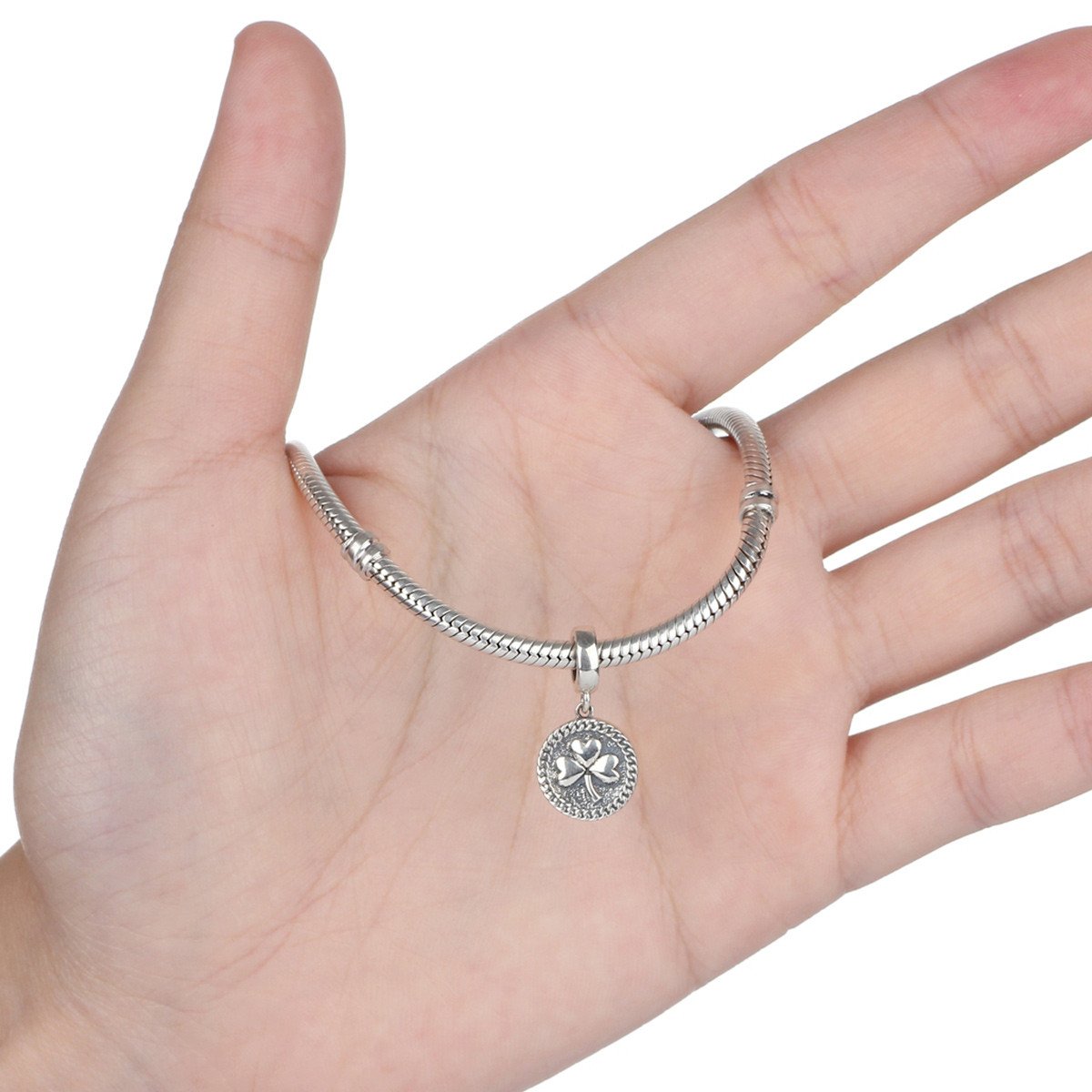 Vintage 100% 925 Sterling Silver Clover Round Shaped Pendant fit DIY Beads & Jewelry Makings Accessories SCC039
