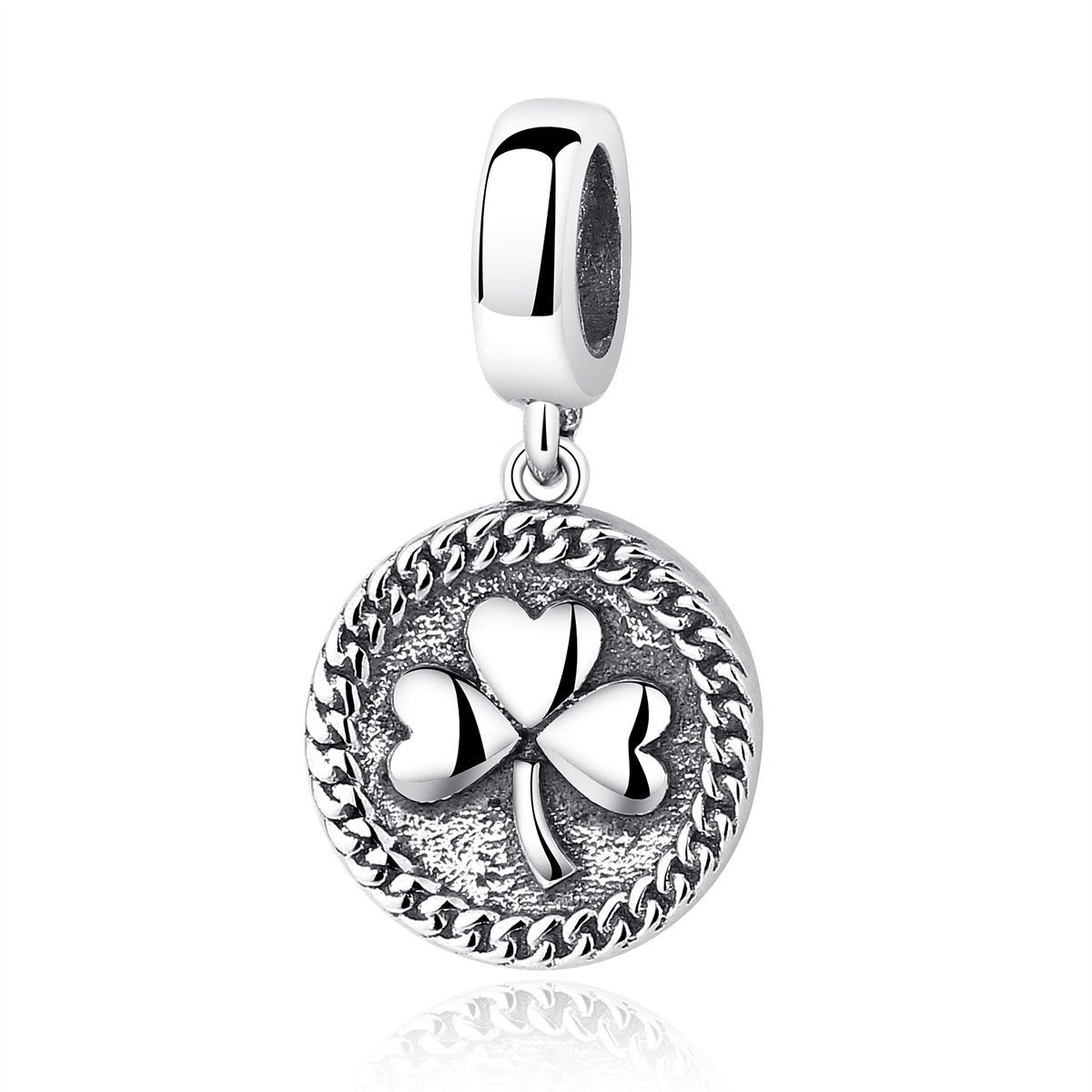 Vintage 100% 925 Sterling Silver Clover Round Shaped Pendant fit DIY Beads & Jewelry Makings Accessories SCC039