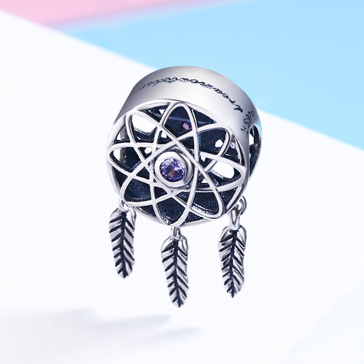 Genuine 925 Sterling Silver Beautiful Dream Catcher Holder Beads fit Charm Bracelet Necklace DIY Jewelry SCC330