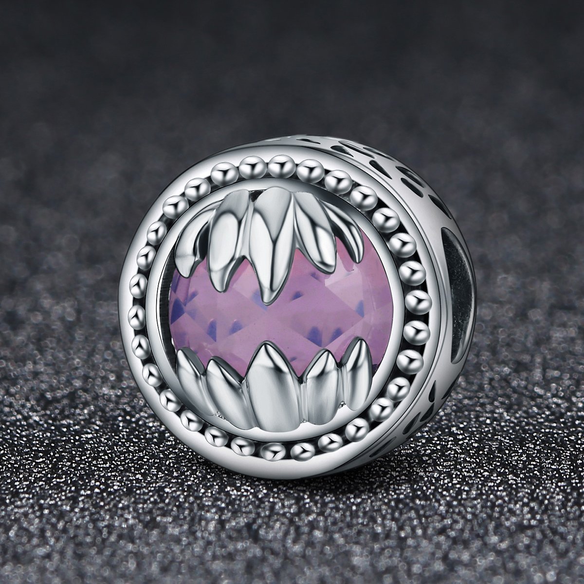 Authentic 925 Sterling Silver Autumn Tree Maple Leaf Pink Stone Beads fit Women Charm Bracelets DIY Jewelry SCC437
