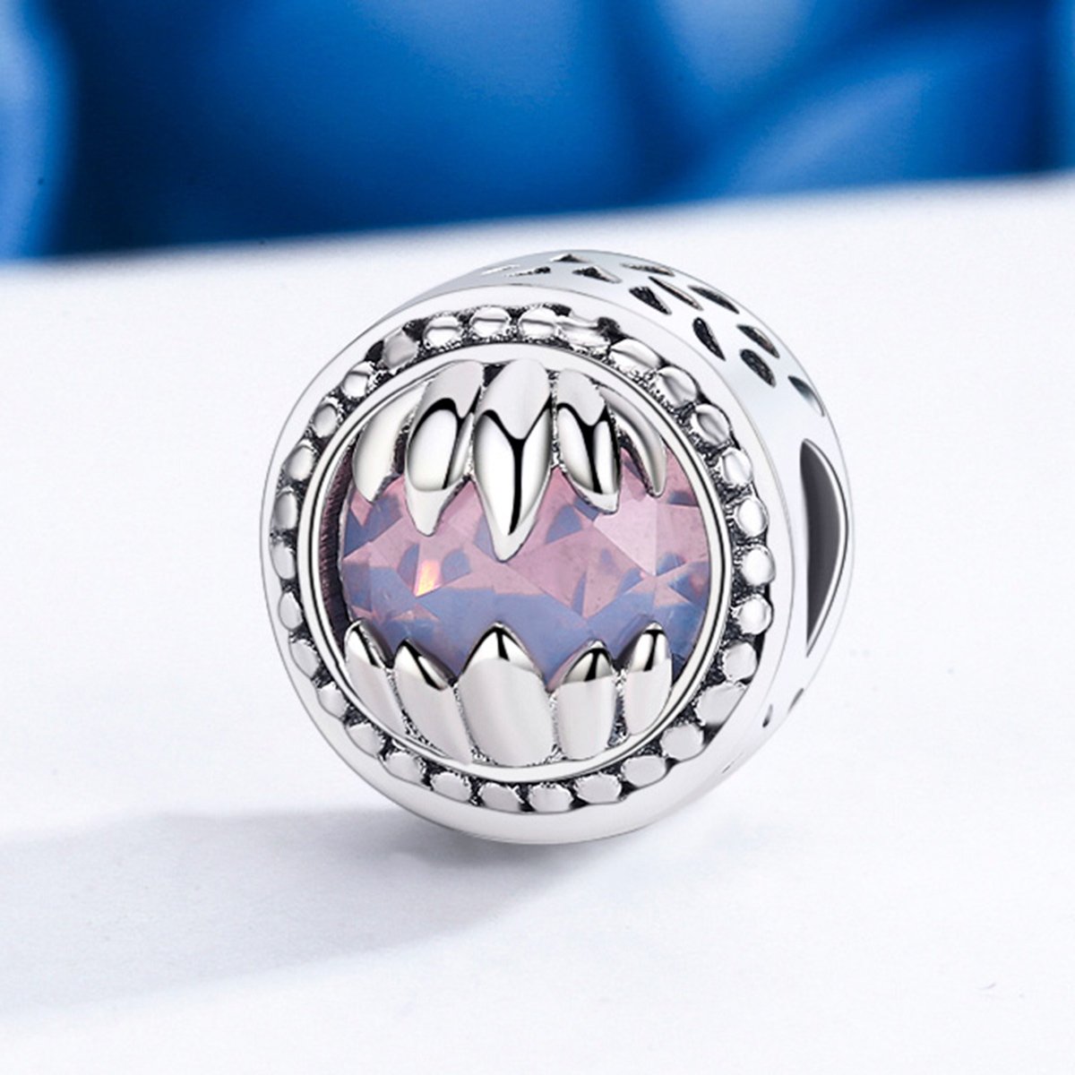 Authentic 925 Sterling Silver Autumn Tree Maple Leaf Pink Stone Beads fit Women Charm Bracelets DIY Jewelry SCC437