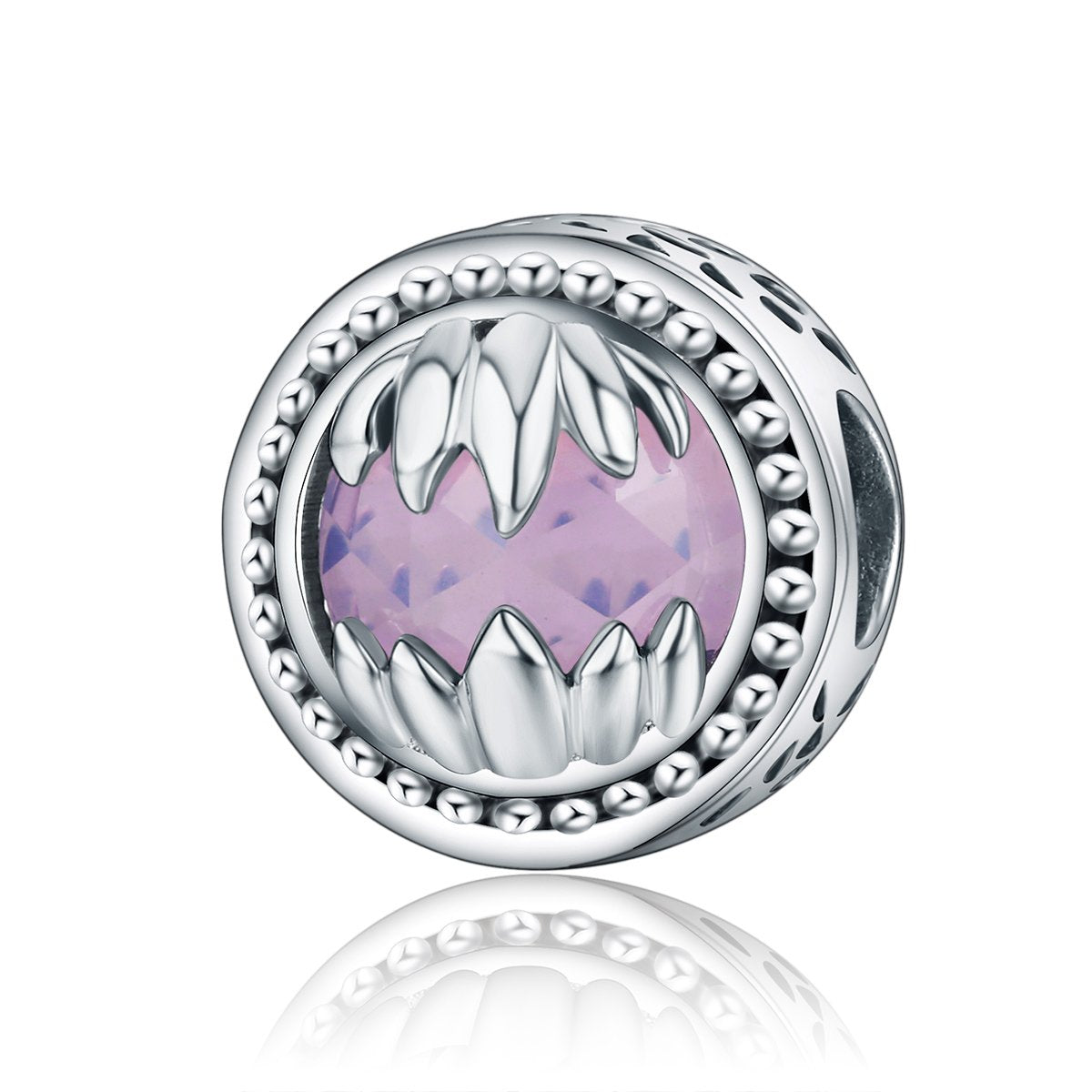 Authentic 925 Sterling Silver Autumn Tree Maple Leaf Pink Stone Beads fit Women Charm Bracelets DIY Jewelry SCC437