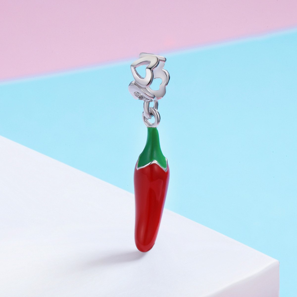 New Arrival 100% 925 Sterling Silver Red Chili Pepper Pendant Charm fit Women Charm Bracelet & Necklace Jewelry SCC530