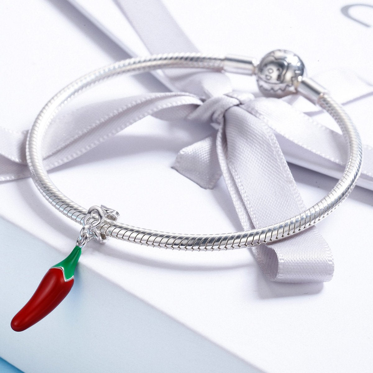 New Arrival 100% 925 Sterling Silver Red Chili Pepper Pendant Charm fit Women Charm Bracelet & Necklace Jewelry SCC530