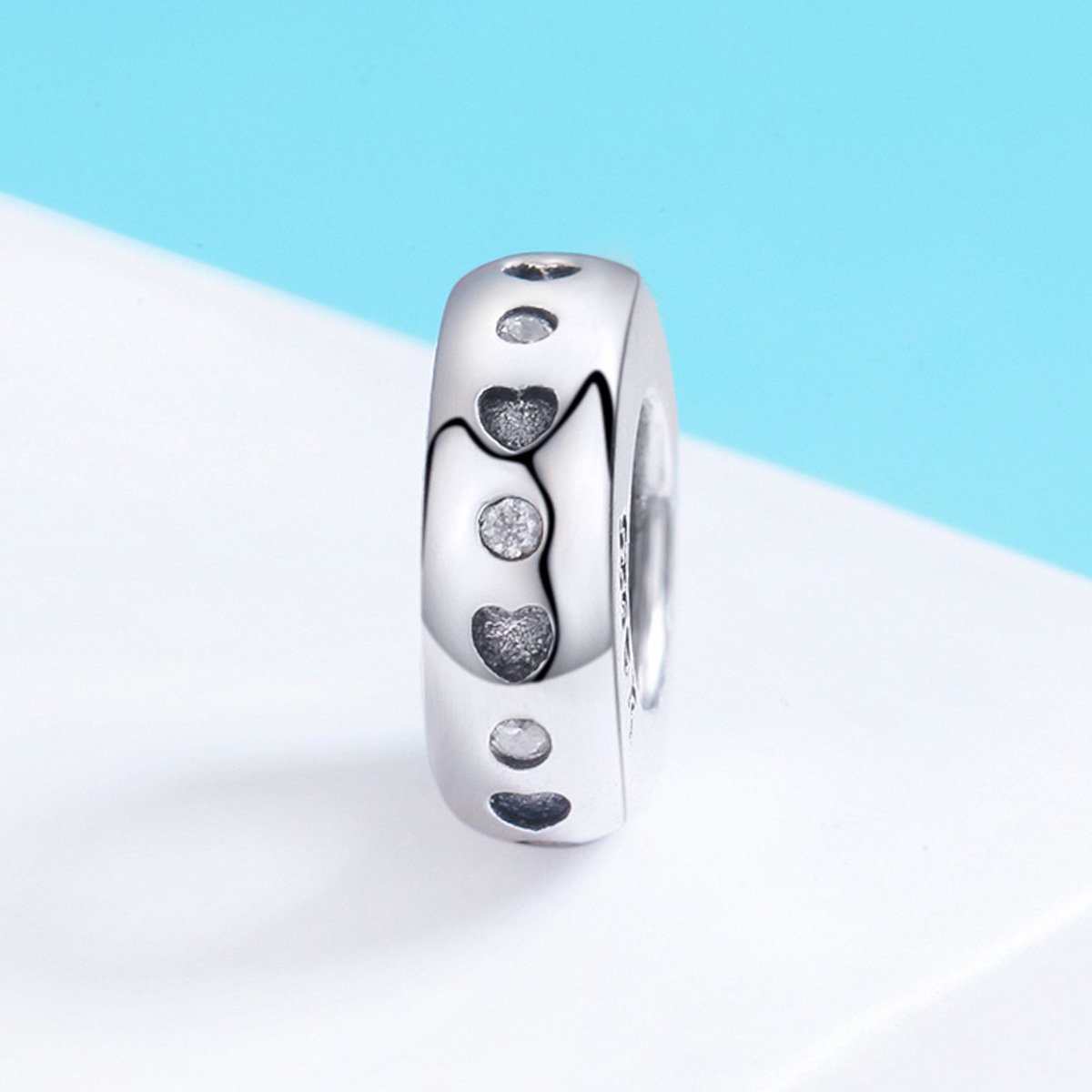 Real 925 Sterling Silver Spacer Heart Shape Engrave Charm Beads fit Women Charm Bracelet Necklace Fine Jewelry SCC593
