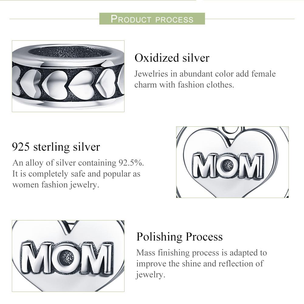 100% 925 Sterling Silver Mom I Love You Forever Heart Charm Pendant fit Women Bracelet & Necklace Jewelry Gift SCC649