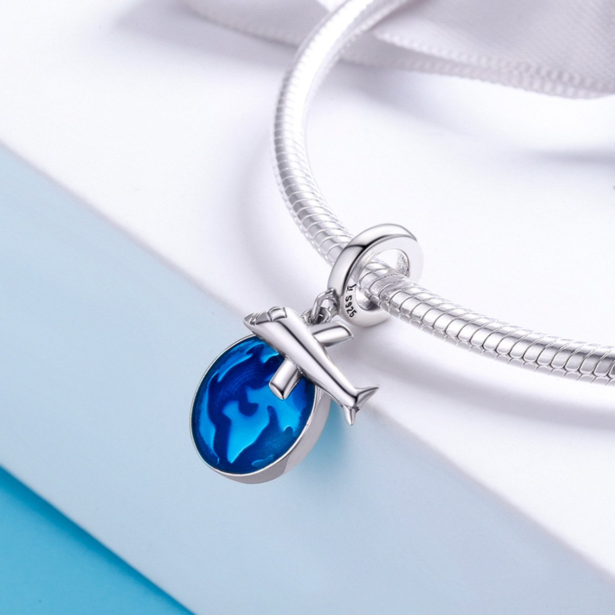 New Arrival 925 Sterling Silver Travel Around World Plane Charm Pendant fit Women Bracelet & Necklaces Jewelry SCC664