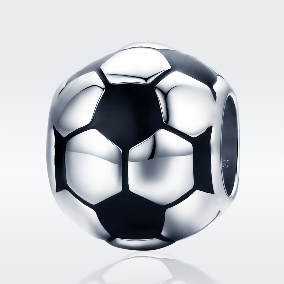 Genuine 100% 925 Sterling Silver Sport Football Love Ball Charm Beads fit Women Bracelet & Necklaces Jewelry SCC666