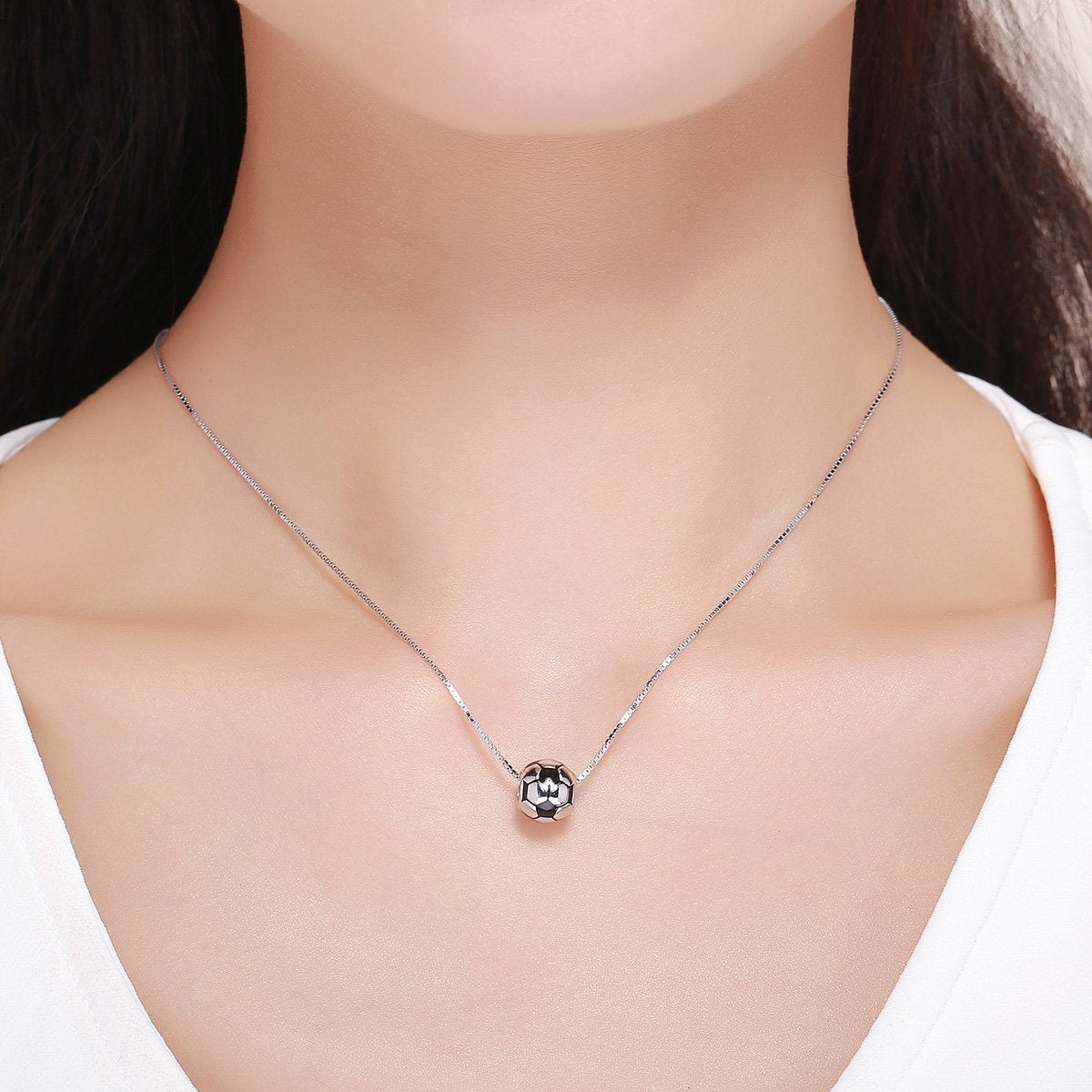 Genuine 100% 925 Sterling Silver Sport Football Love Ball Charm Beads fit Women Bracelet & Necklaces Jewelry SCC666