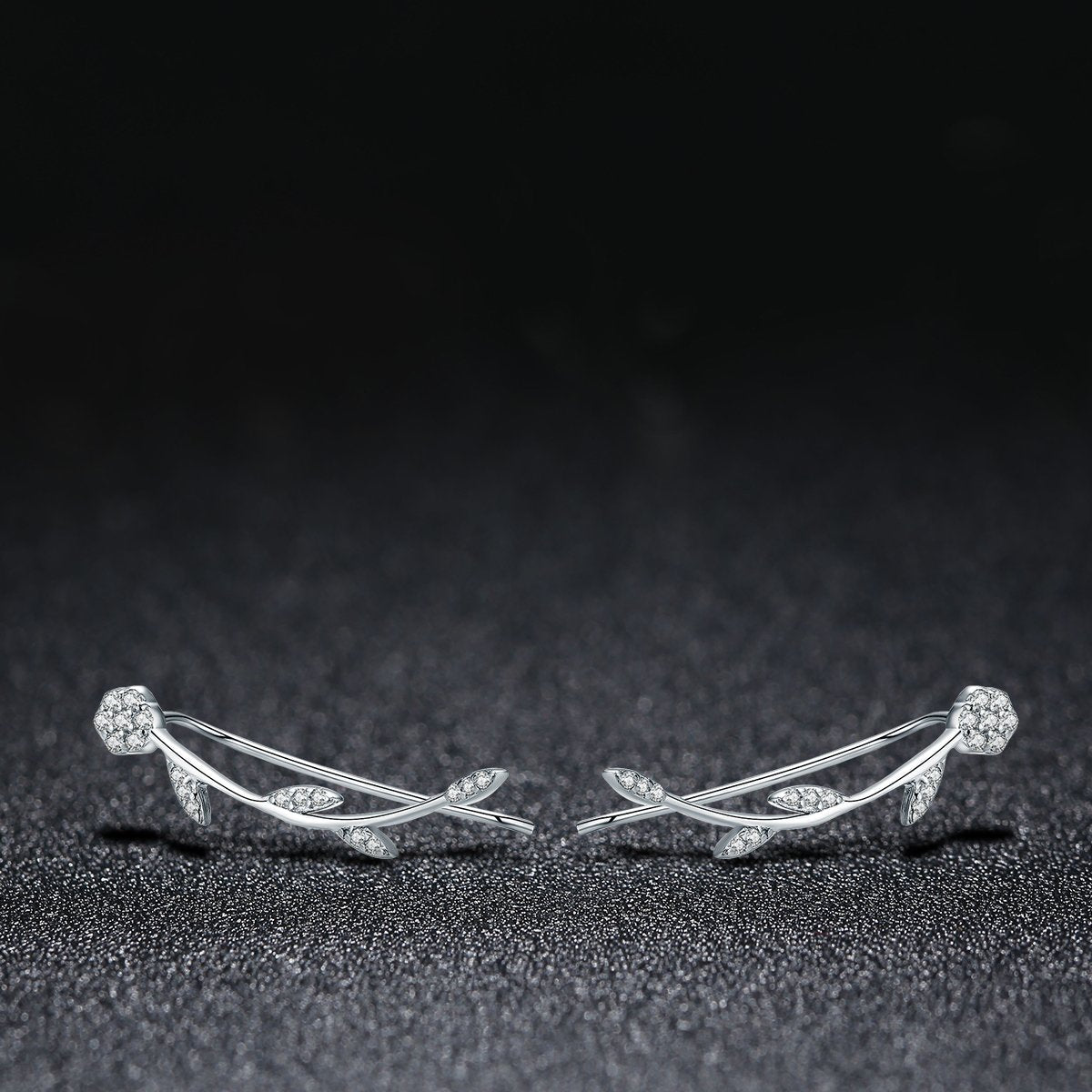 Authentic 925 Sterling Silver Clear CZ Flower Tree Leaves Drop Earrings for Women Fine Silver Earrings Jewelry SCE266