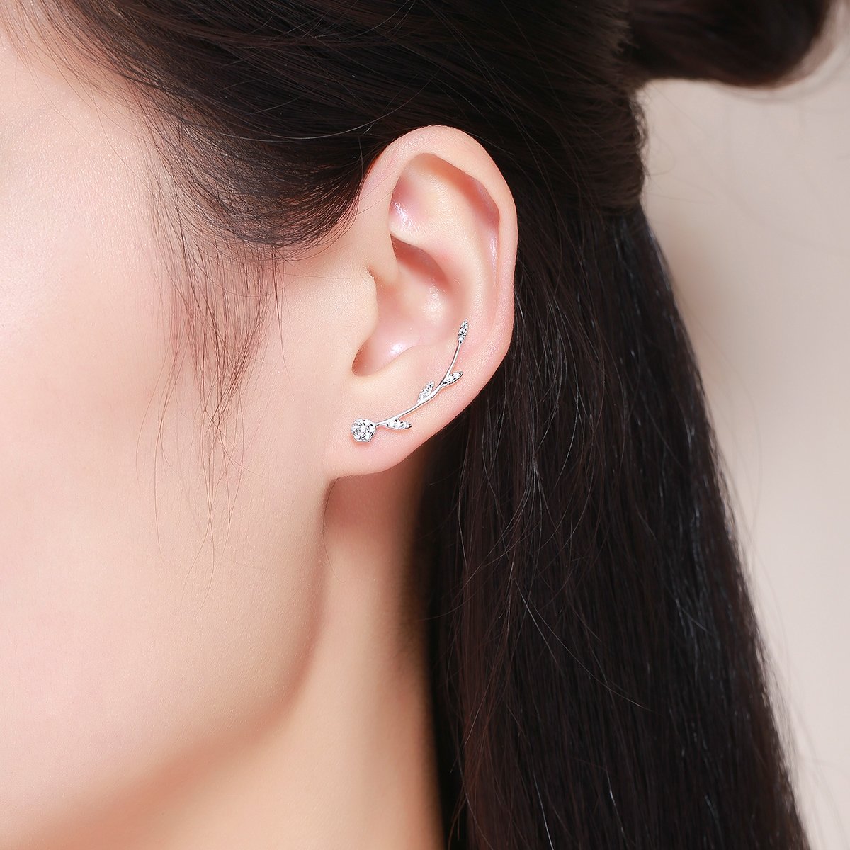 Authentic 925 Sterling Silver Clear CZ Flower Tree Leaves Drop Earrings for Women Fine Silver Earrings Jewelry SCE266