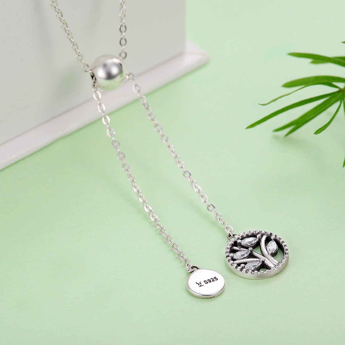 Genuine 925 Sterling Silver Tree of Life & House Letter Link Chain Necklaces & Pendants Authentic Silver Jewelry SCN106