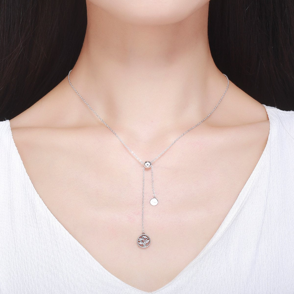 Genuine 925 Sterling Silver Tree of Life & House Letter Link Chain Necklaces & Pendants Authentic Silver Jewelry SCN106