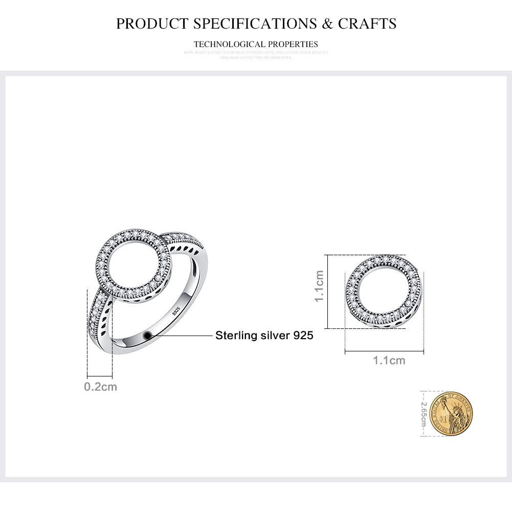 925 Sterling Silver Forever Clear CZ Circle Round Finger Rings for Women Wedding Engagement Jewelry SCR041
