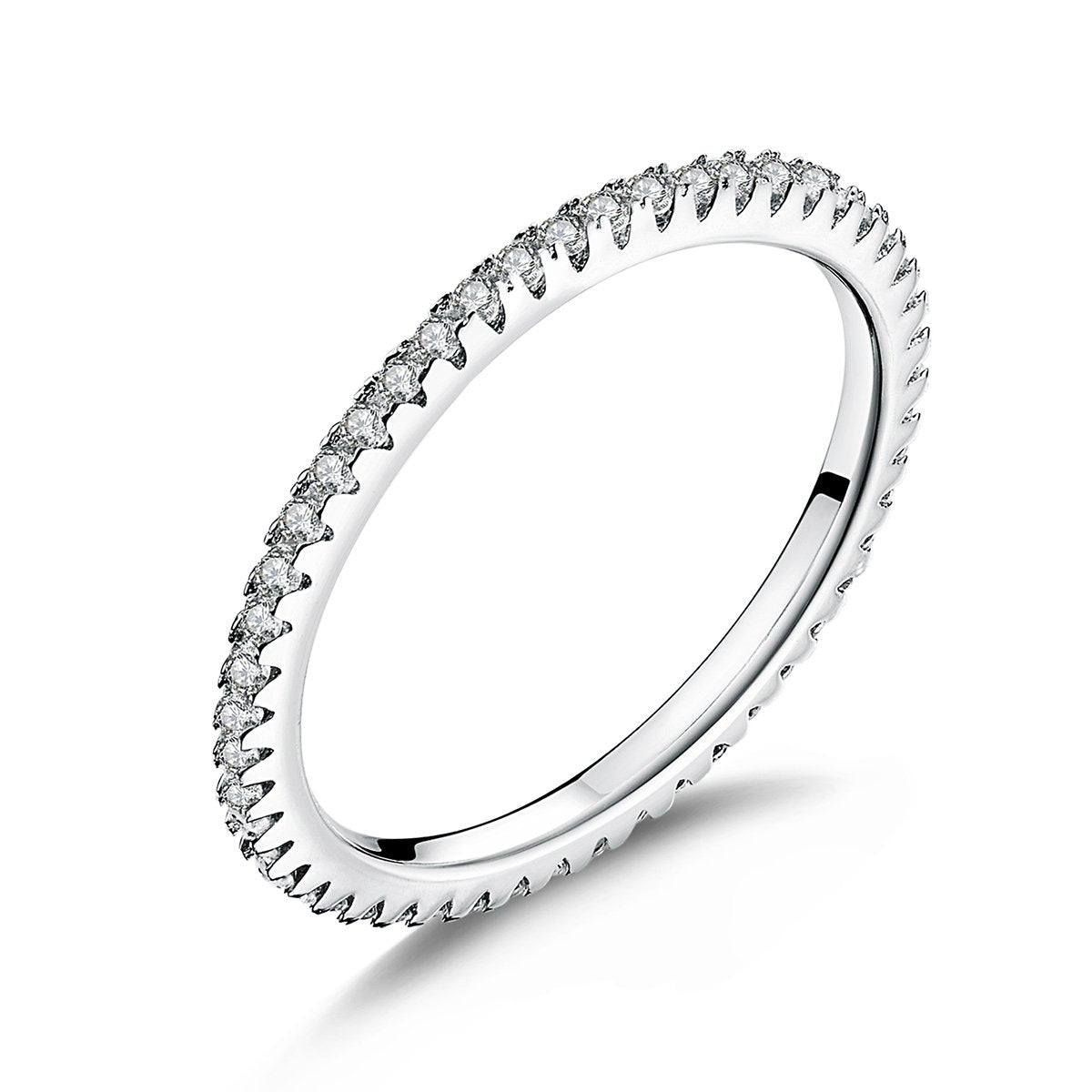 925 Sterling Silver Circle Clear Cubic Zircon Geometric Stackable Promise Rings for Women Wedding Jewelry Gift SCR066