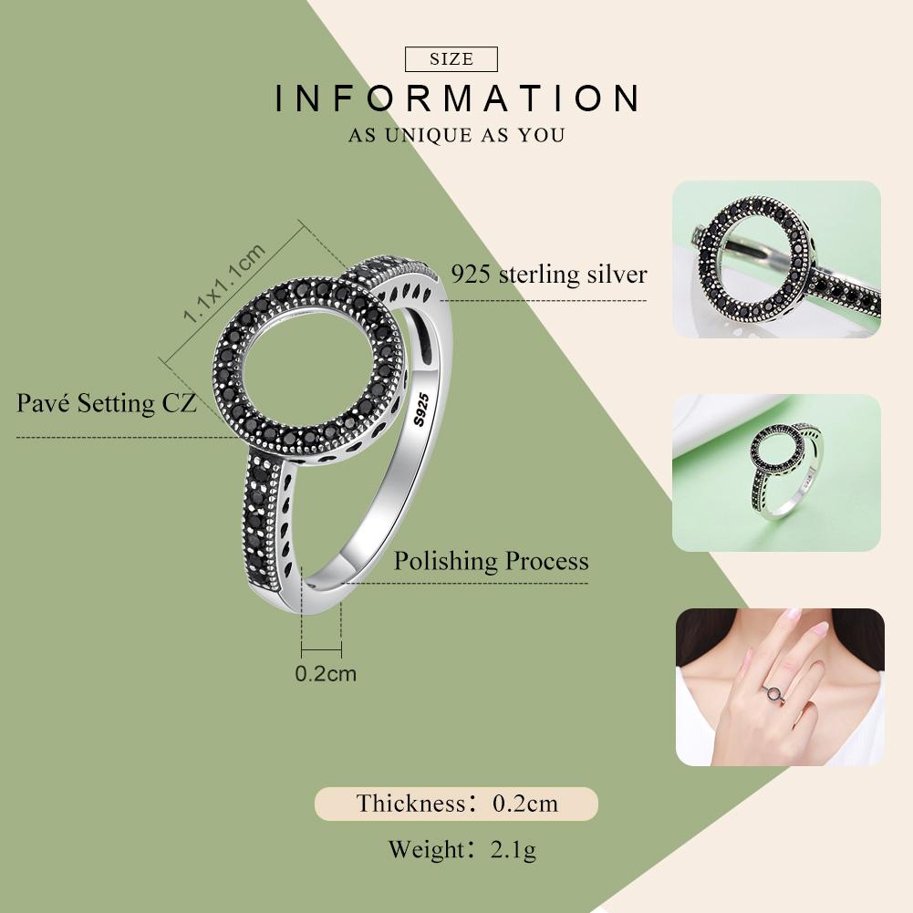 2018 HOT SELL 100% Genuine 925 Sterling Silver Forever Clear CZ Circle Round Finger Rings for Women Jewelry SCR112
