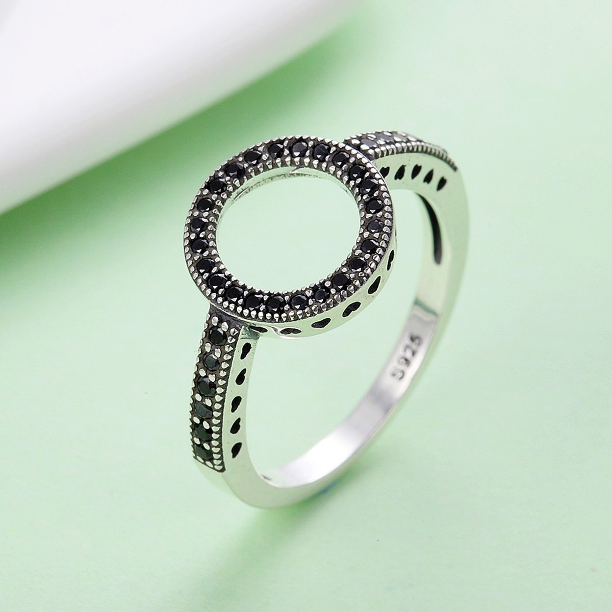 2018 HOT SELL 100% Genuine 925 Sterling Silver Forever Clear CZ Circle Round Finger Rings for Women Jewelry SCR112