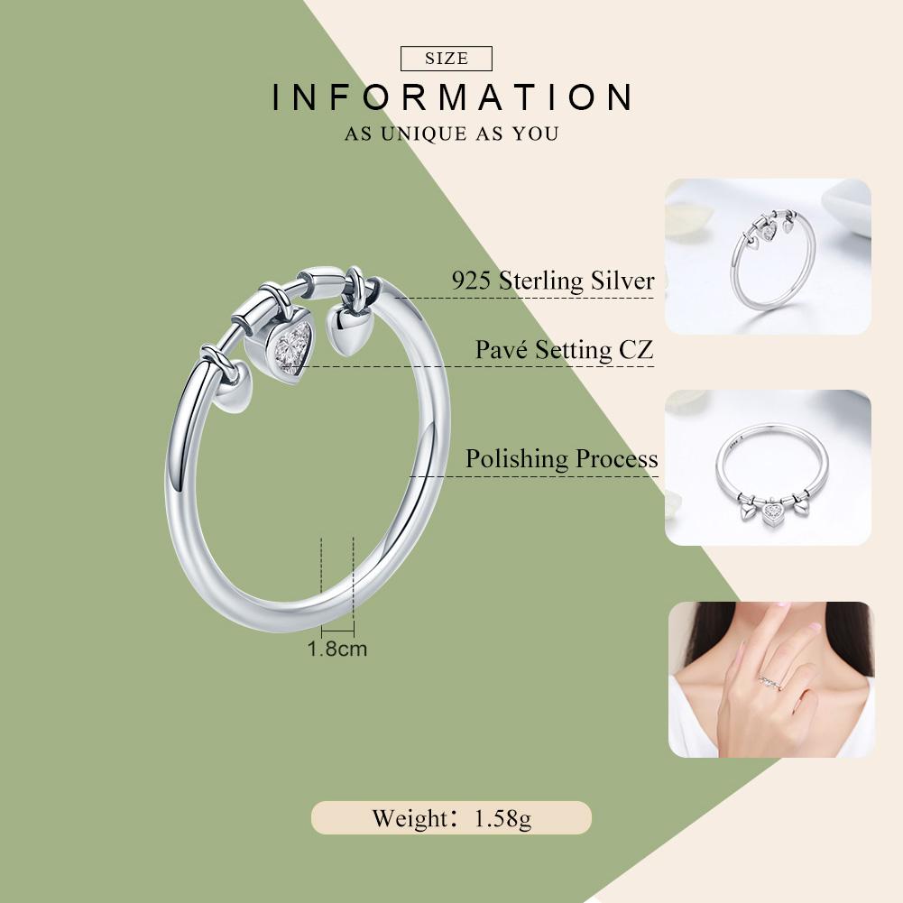 New Arrival 925 Sterling Silver Glittering Heart Clear CZ Anel Female Ring Women Wedding Engagement Jewelry SCR215