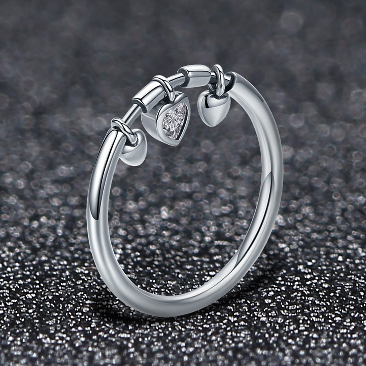 New Arrival 925 Sterling Silver Glittering Heart Clear CZ Anel Female Ring Women Wedding Engagement Jewelry SCR215
