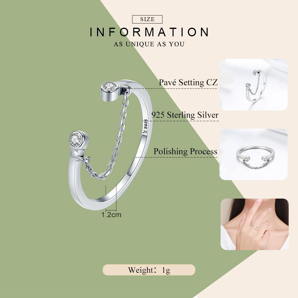 100% Real 925 Sterling Silver Tassel Adjustable Clear CZ Finger Ring Women Ring Sterling Silver Ring Jewelry SCR216