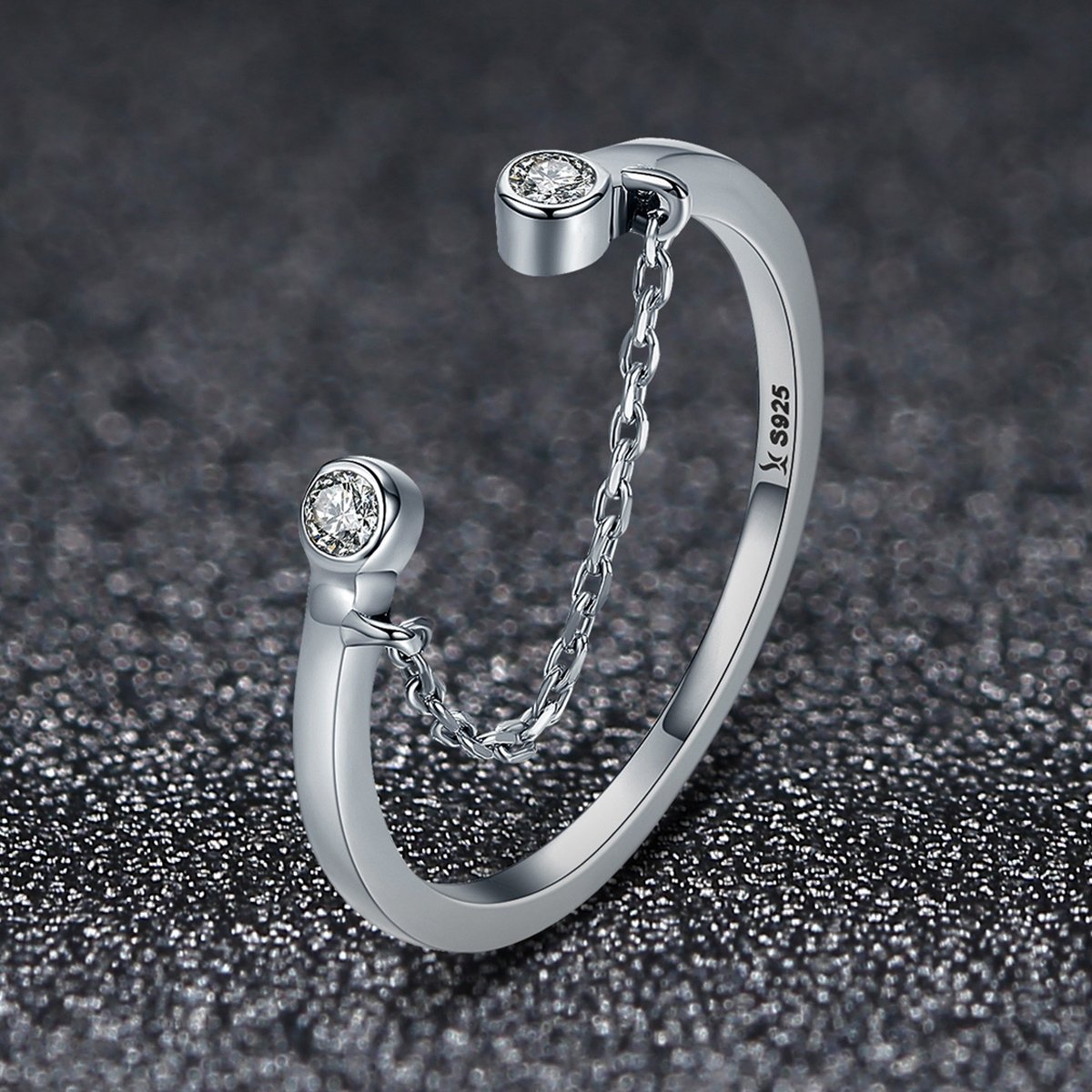 100% Real 925 Sterling Silver Tassel Adjustable Clear CZ Finger Ring Women Ring Sterling Silver Ring Jewelry SCR216