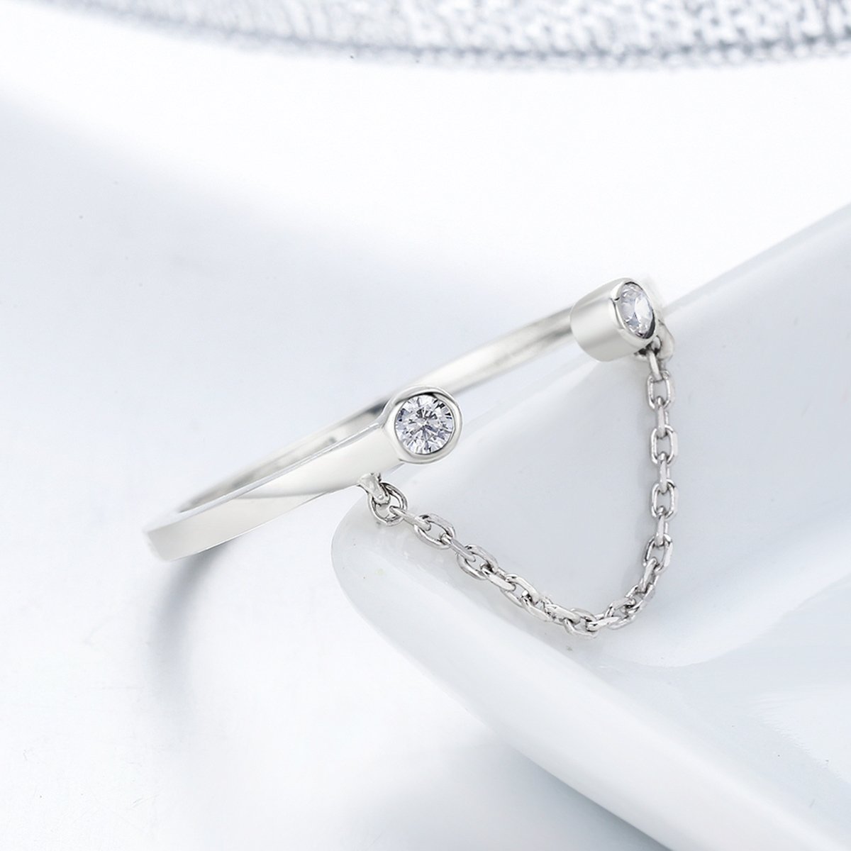 100% Real 925 Sterling Silver Tassel Adjustable Clear CZ Finger Ring Women Ring Sterling Silver Ring Jewelry SCR216