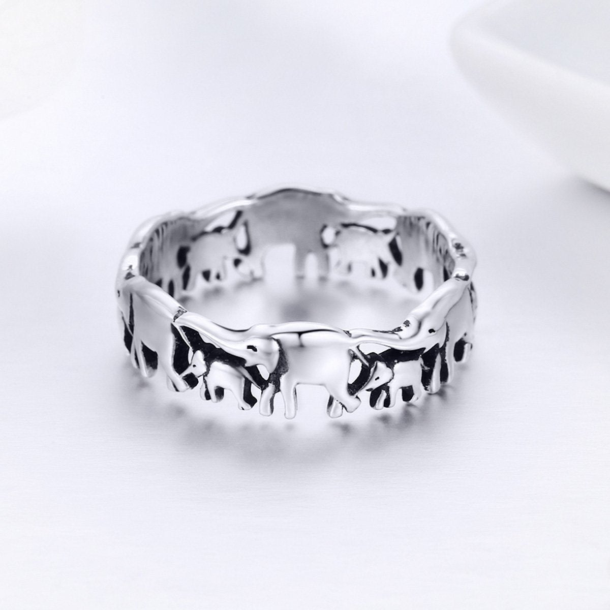 Trendy 100% 925 Sterling Silver Stackable Animal Collection Elephant Family Finger Rings for Women Silver Jewelry SCR344