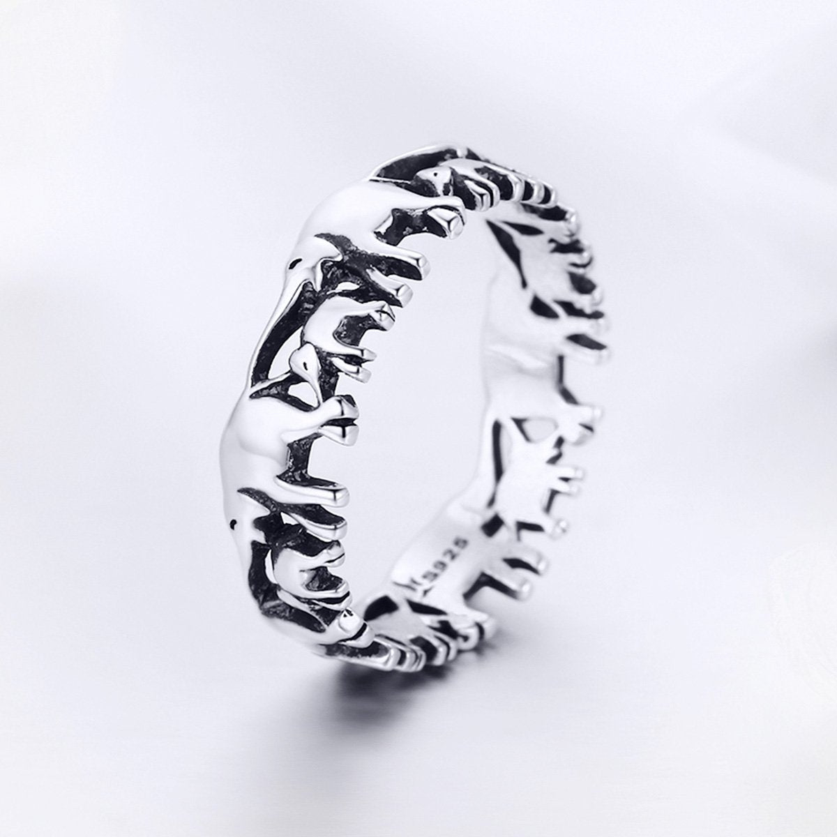 Trendy 100% 925 Sterling Silver Stackable Animal Collection Elephant Family Finger Rings for Women Silver Jewelry SCR344