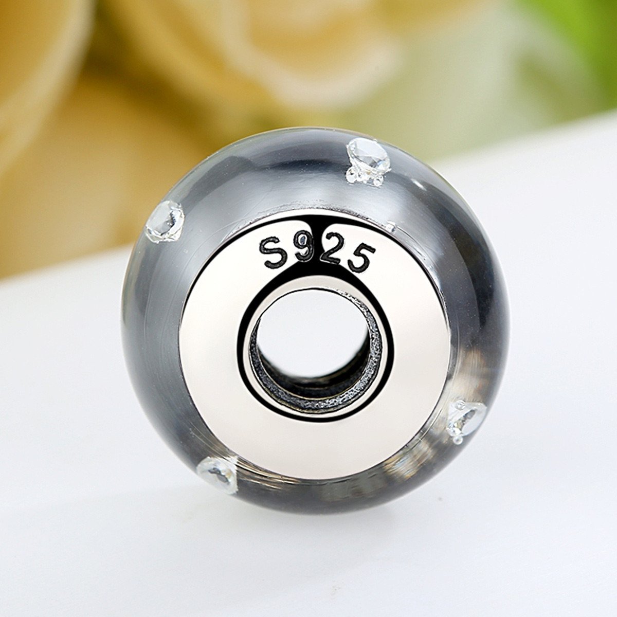 925 Sterling Silver White Transparent Murano European Glass Beads Fit Bracelets Jewelry Makings SCZ002
